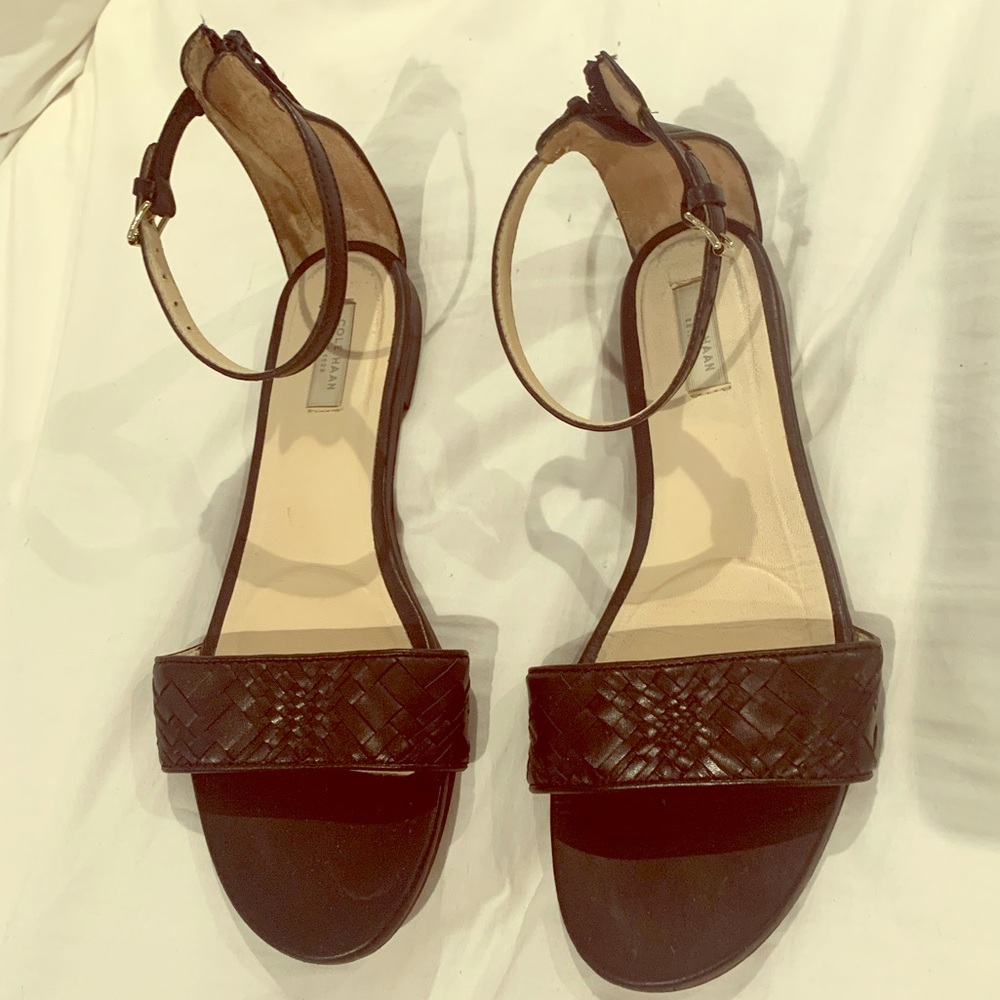 Cole Haan black leather ankle strap sandals